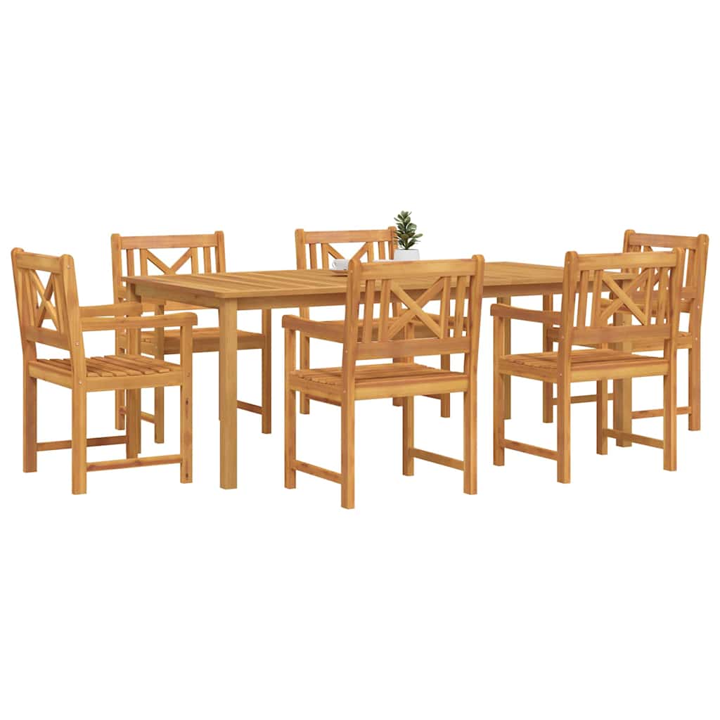 vidaXL Tuin Eetset 7 pcs Bruin Massief acaciahout