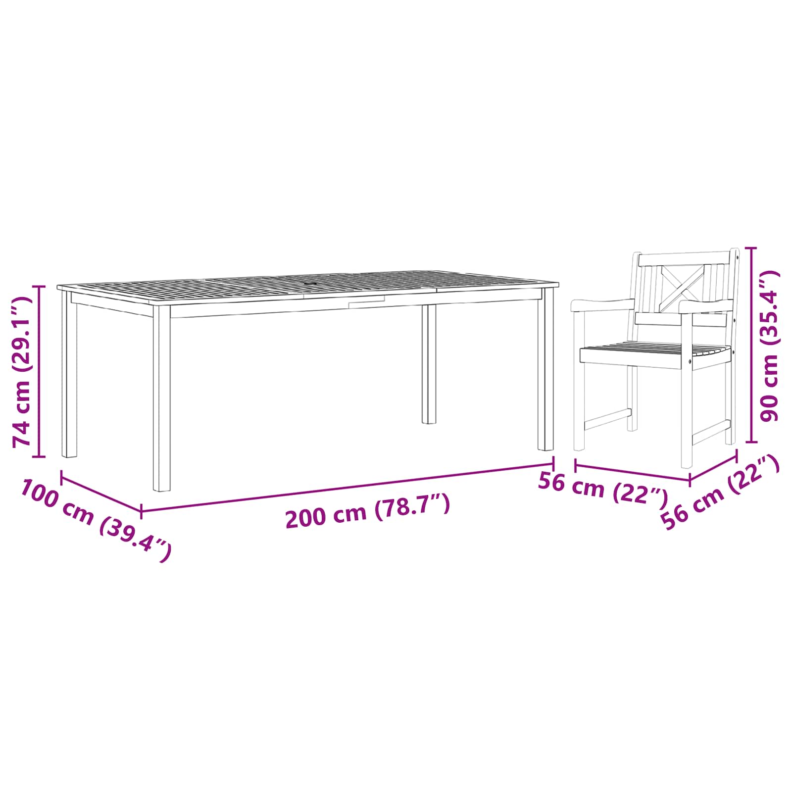 Piharuokailu setti 7 pcs Ruskea Tiheä akasiapuu - Image 10
