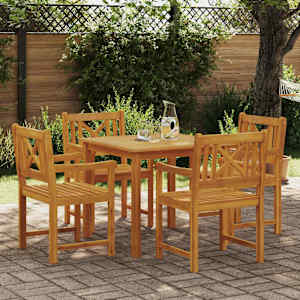 Komplet za jedilnico v vrtu 5 pcs Rjava Trden akacijev les