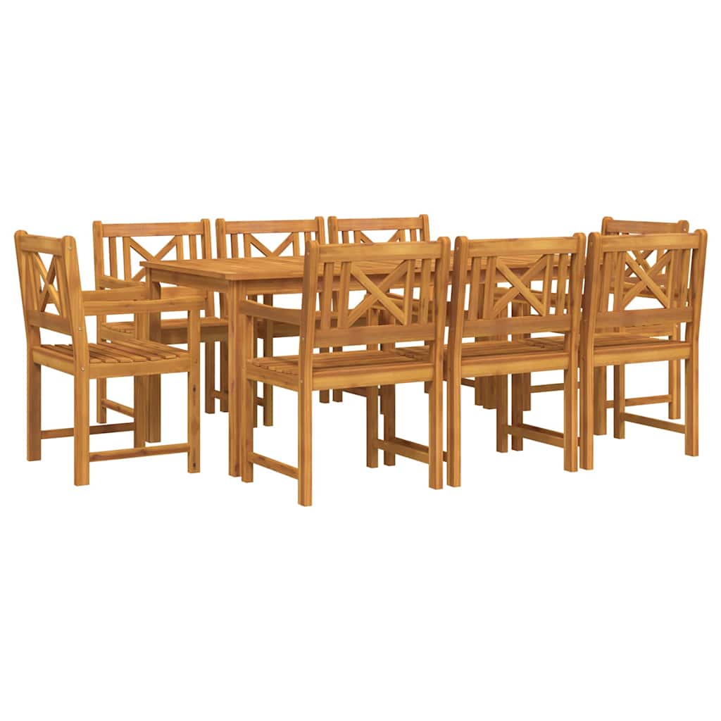 Puutarhan ruokailusetti 9 pcs Ruskea 180 x 90 x 75 cm