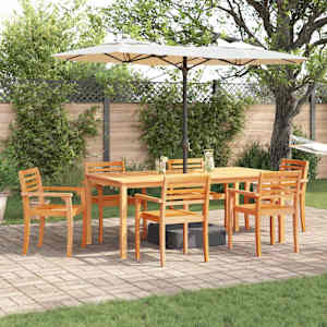 Komplet za jedilnico v vrtu 9 pcs Rjava Masiven les akacije