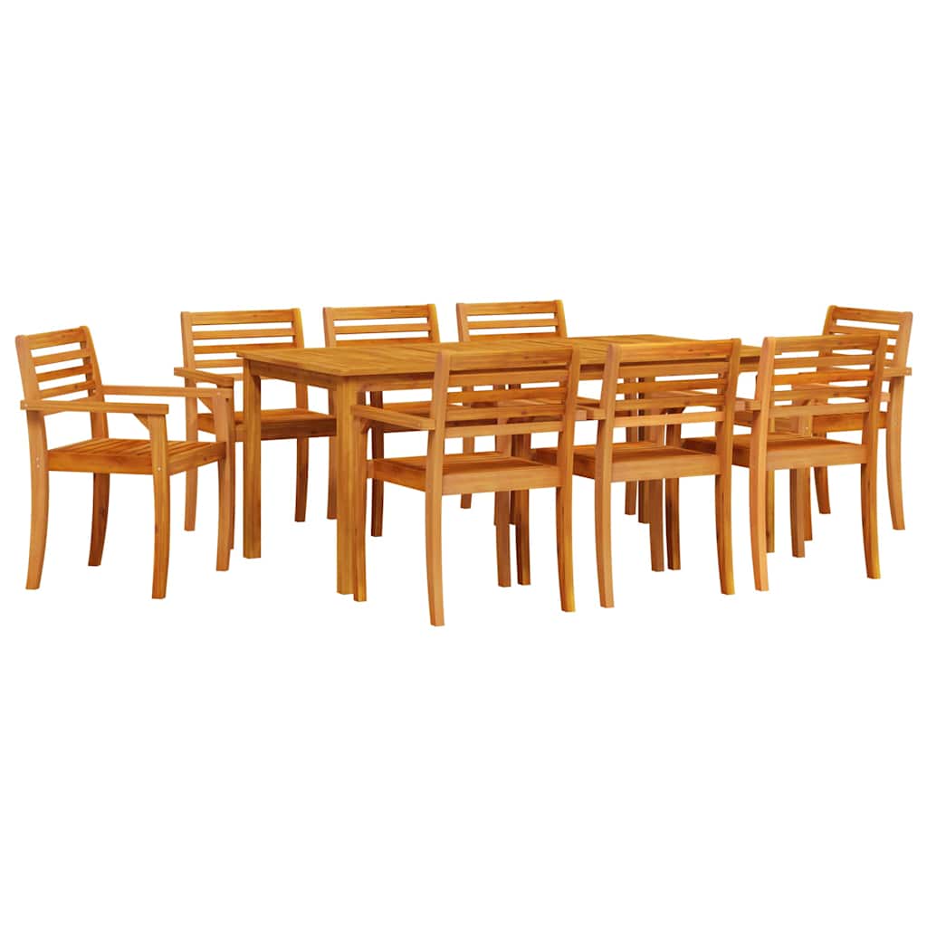 Ruokapöytäsetti 9 pcs Luonnollinen 180 x 90 x 75 cm