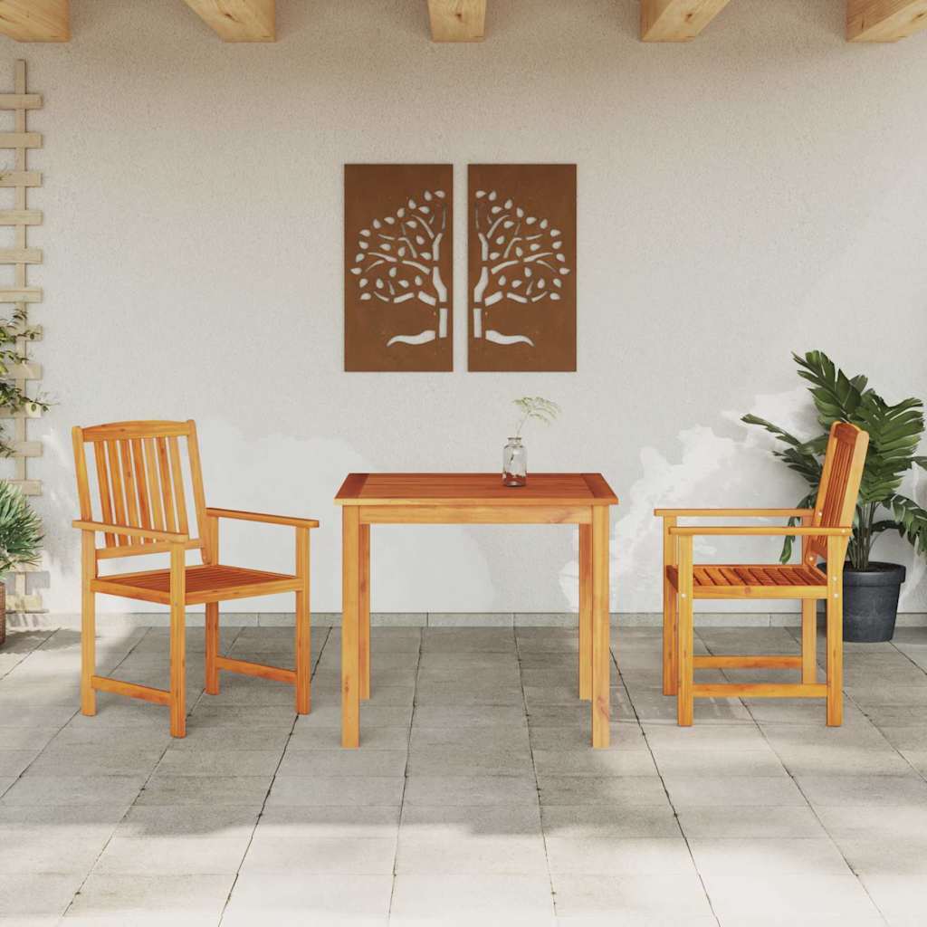 Ulkona ruokailusarja 3 pcs Luonnonpuu 90 x 90 x 74 cm