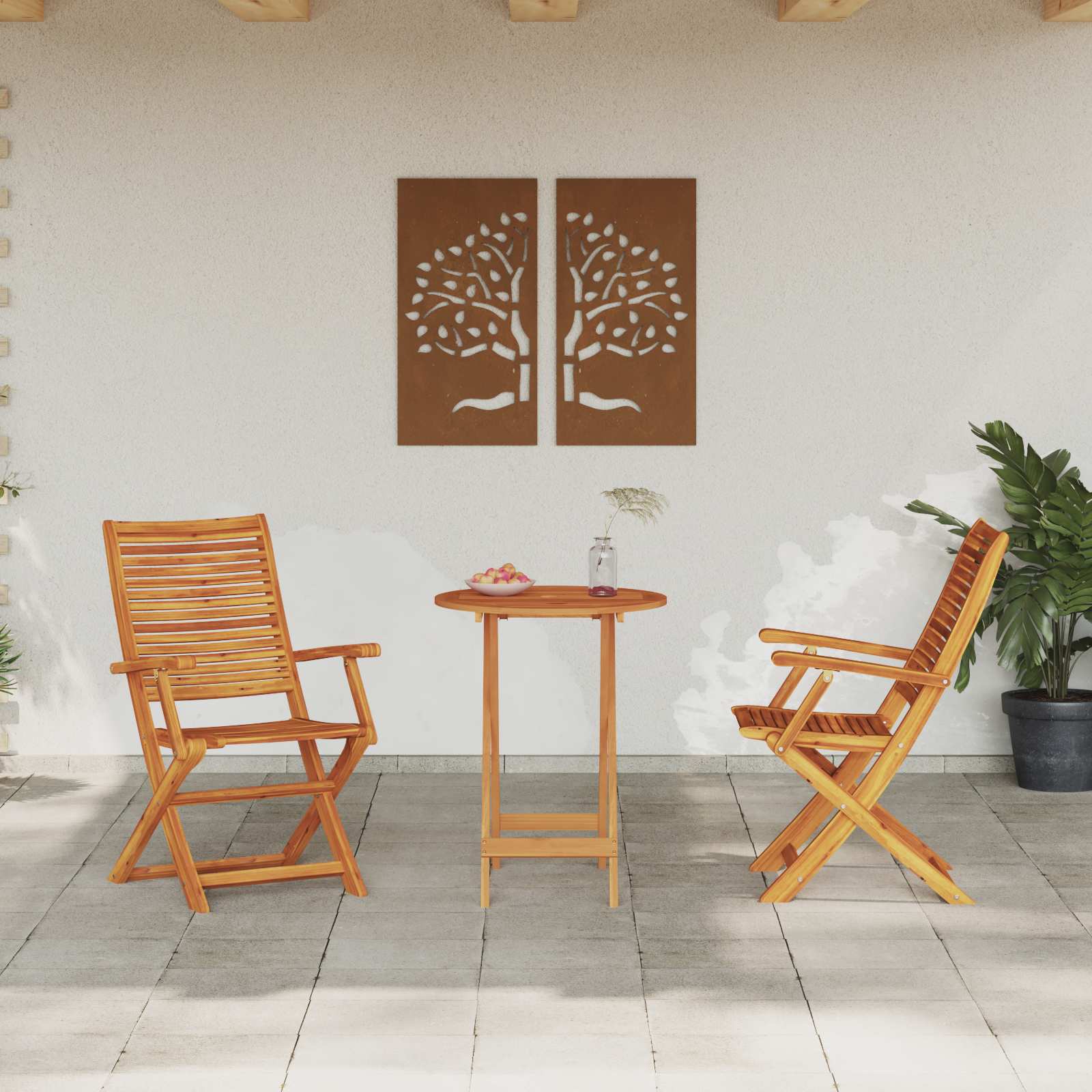 vidaXL Set Bistro Pliabil 3 pcs Maro Lemn Solid de Acacia