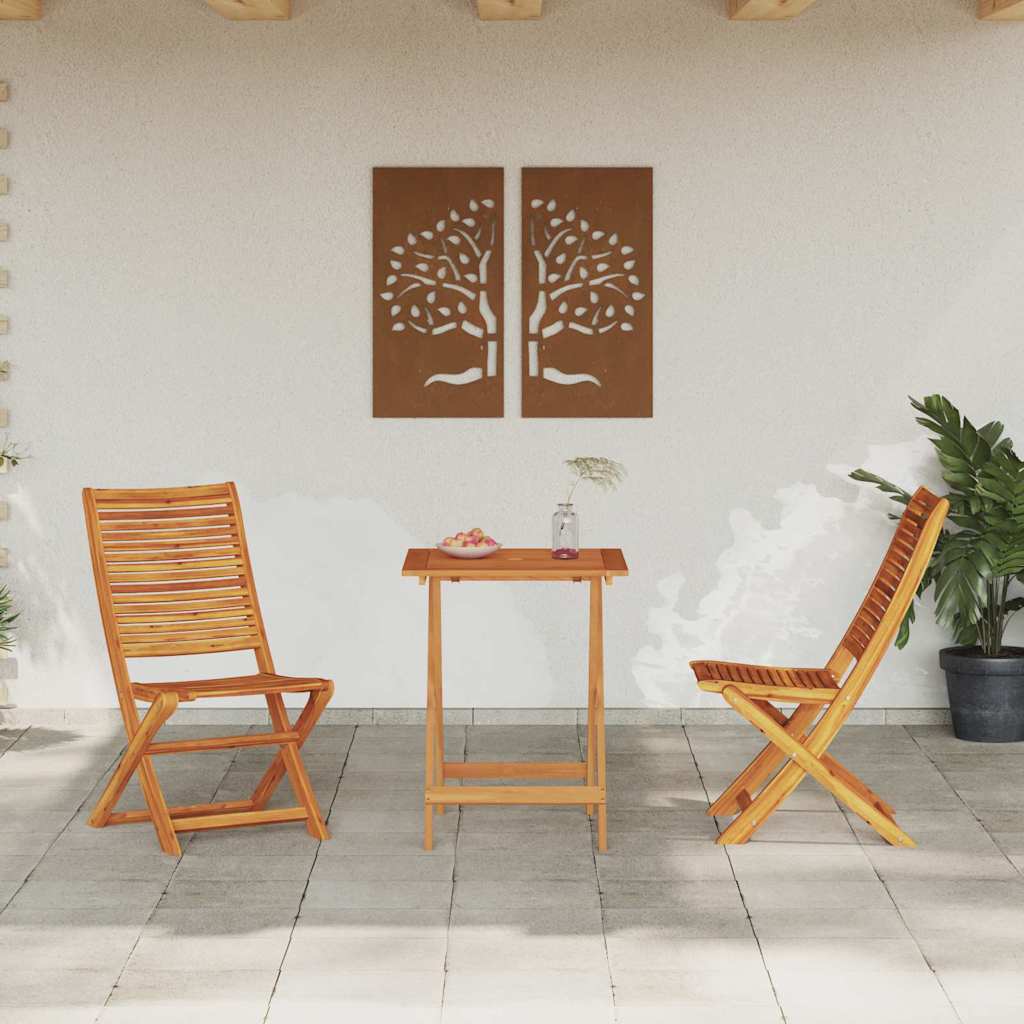 Ulkokalustesetti 3 pcs Luonnollinen puu 60 x 60 x 75 cm