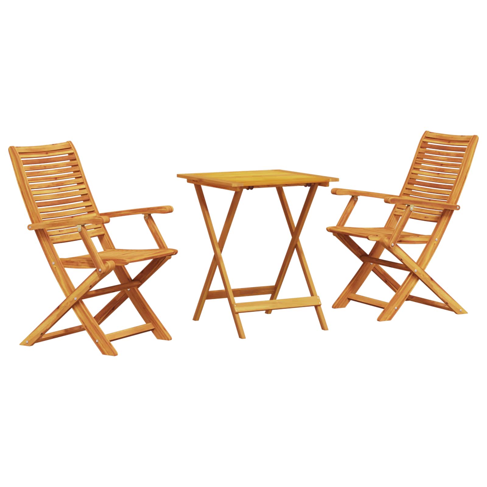vidaXL Set Bistro Pliabil 3 pcs Maro Lemn Solid de Acacia