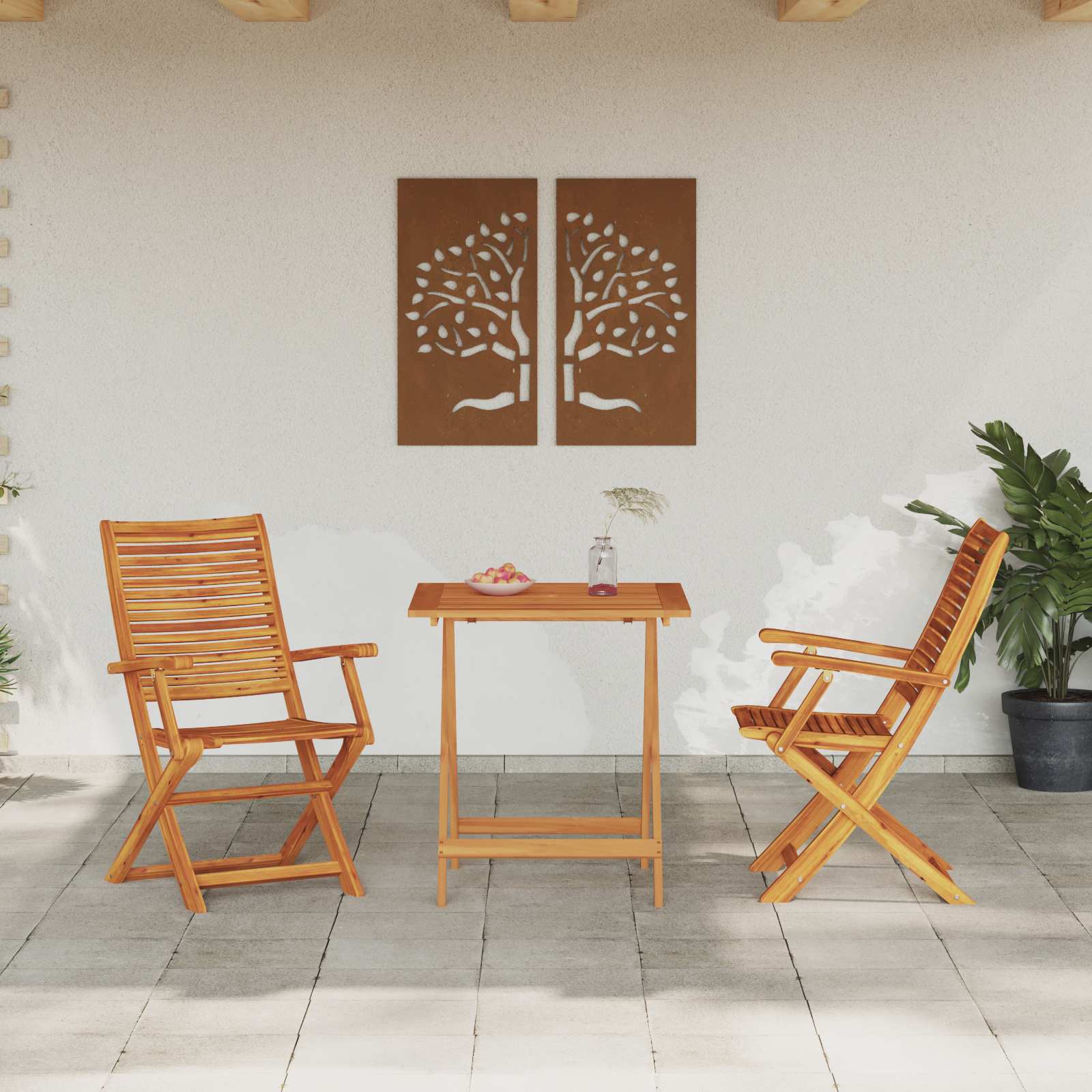 vidaXL Set Bistro Pliabil 3 pcs Maro Lemn Solid de Acacia