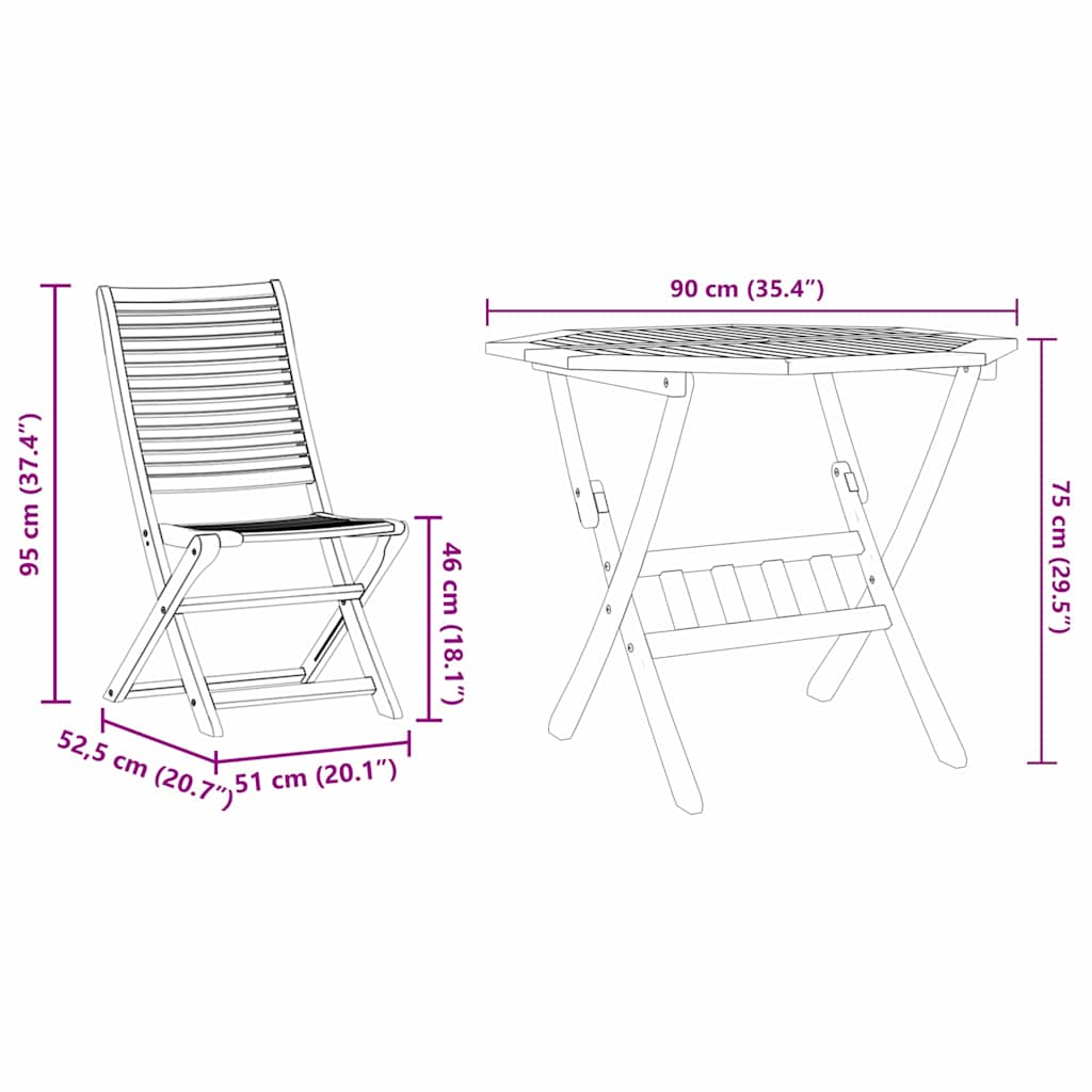 Tuin eettafelset 5 pcs Bruin Massief Acaciahout image 13