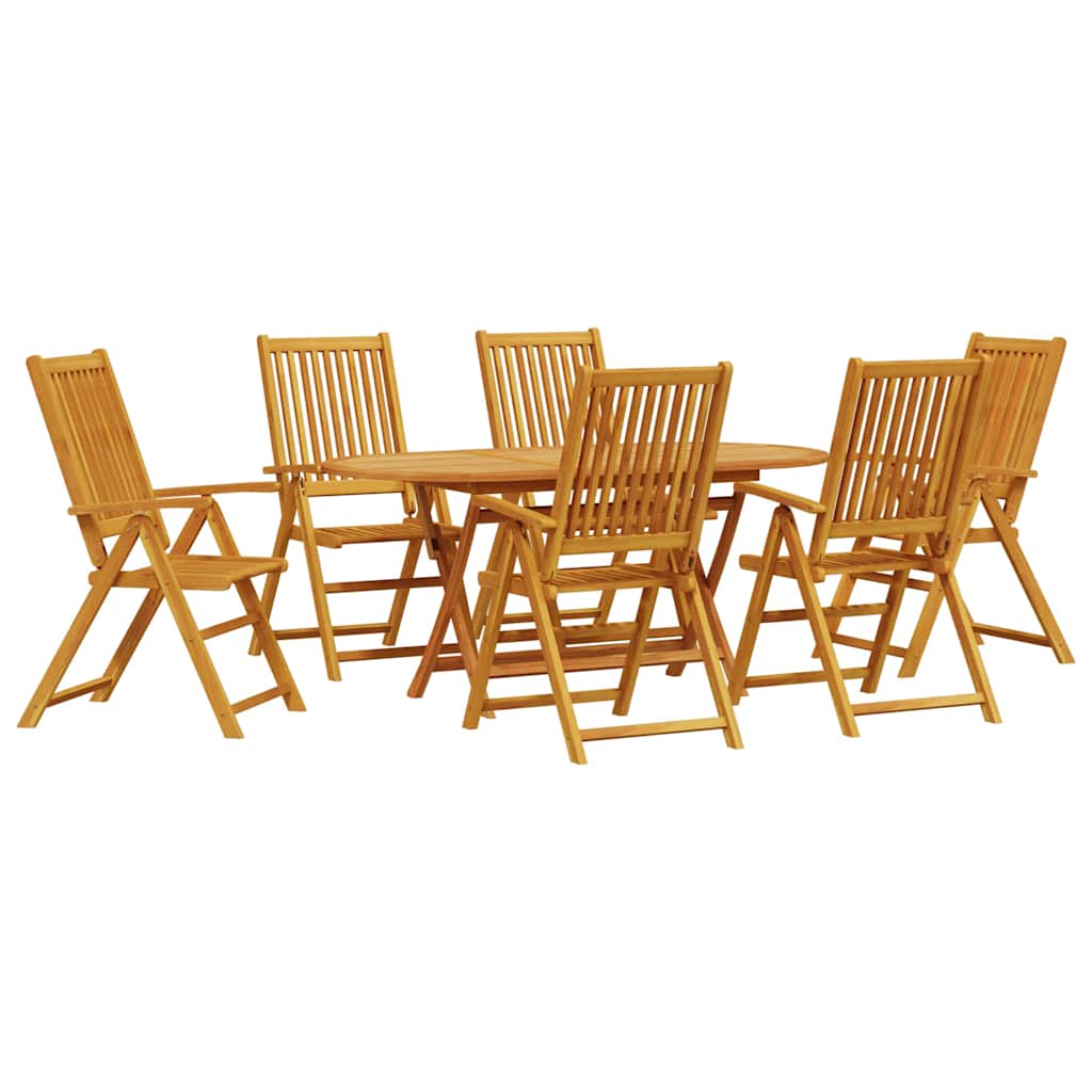 Ulkoruokailusetti 7 pcs Akasiapuun väri Iso Tiheä akasiapuu