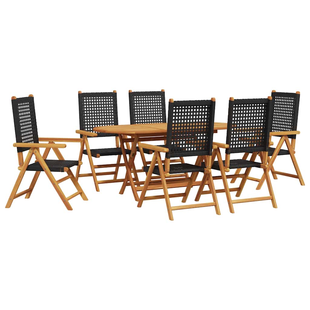 Puutarhan Ruokailusetti 7 pcs Musta