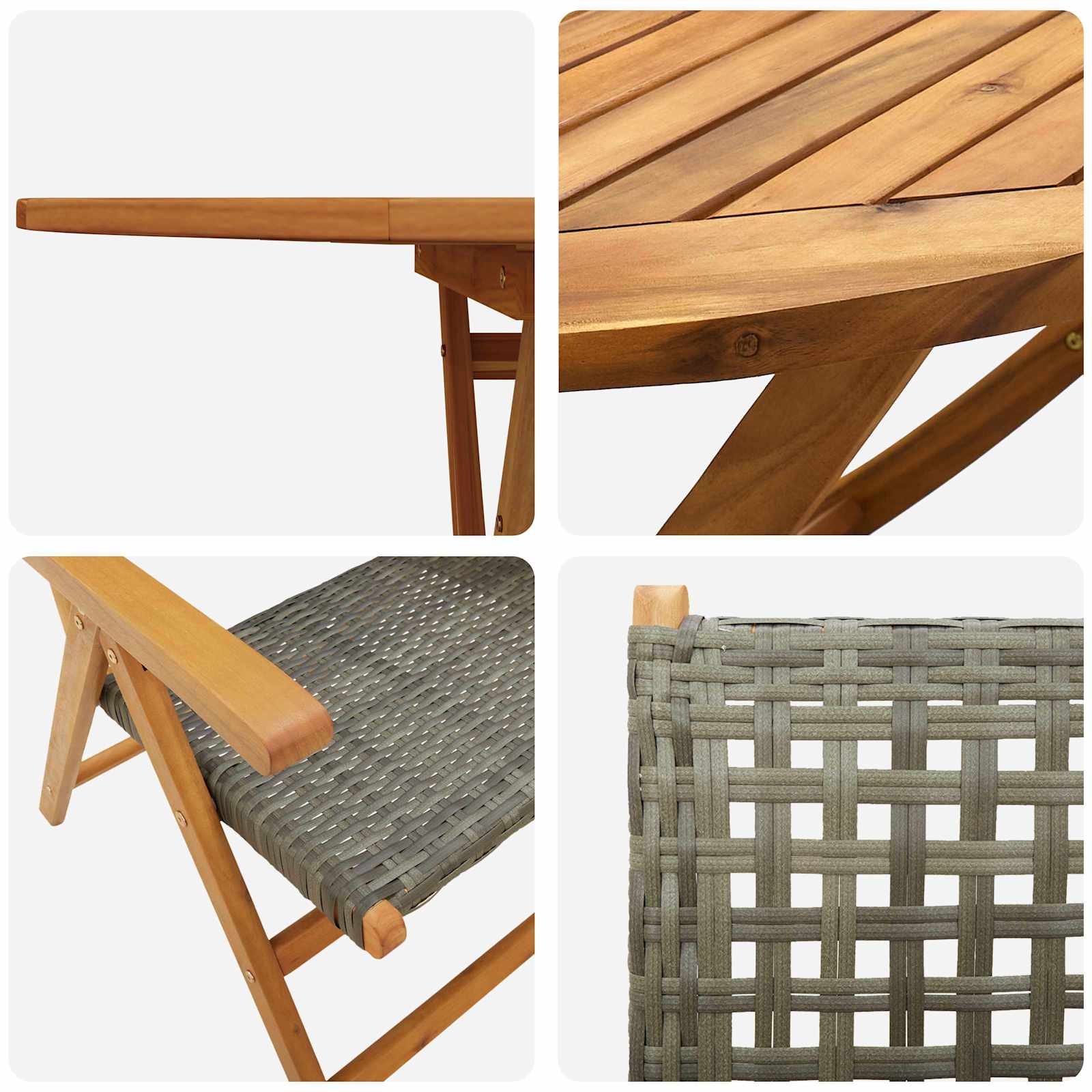 vidaXL Garten Essgruppe 7 pcs Grau Massivholz Akazie – Bild 5