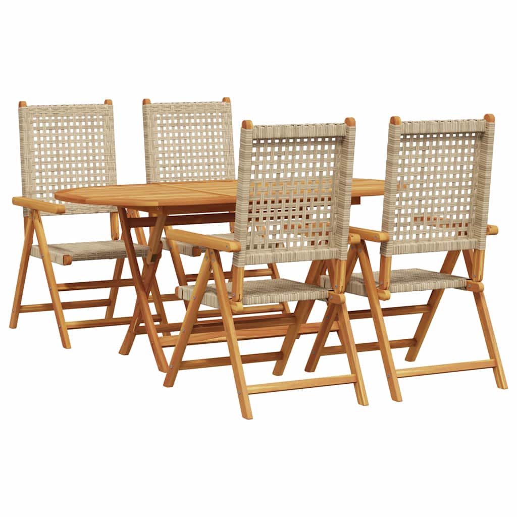 Kokoontaitettava Puutarhapöytä 5 pcs Beige