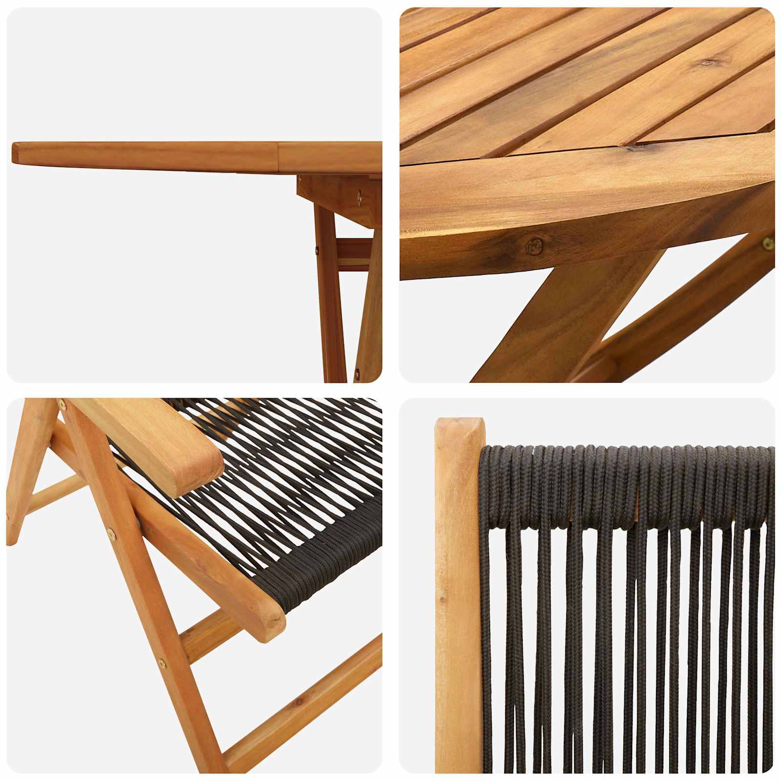 Hage Spisegruppe 5 pcs Svart Solid akasietre - Bilde 6