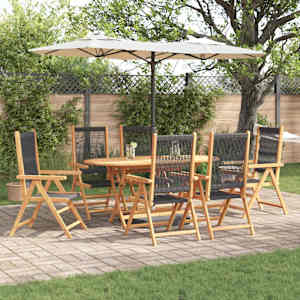 Komplet za jedilnico v vrtu 7 pcs Črna Masiven les akacije