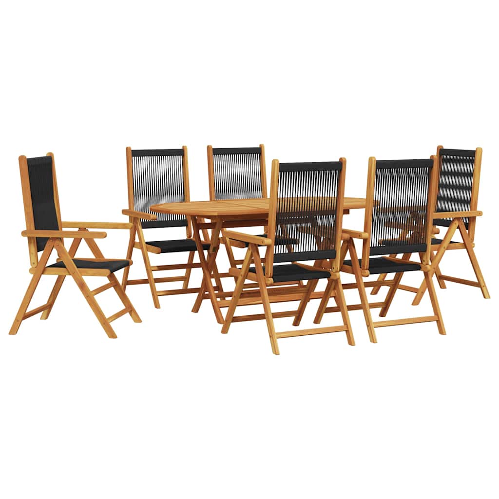 Puutarhan ruokailusarja 7 pcs Musta