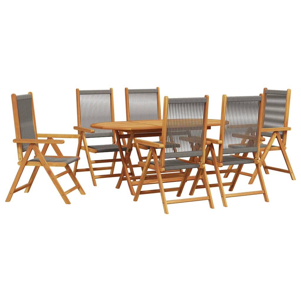 Kokoontaitettava puutarhapöytä 7 pcs Harmaa