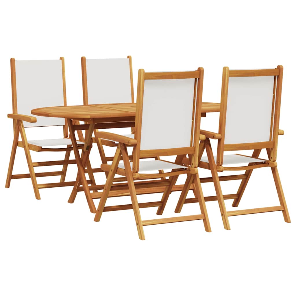 Puutarhan ruokailusetti 5 pcs Kermanvalkoinen 4-hengen