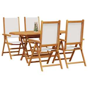 Zahradní jídelní souprava 5 pcs Krémově bílá - obrázek 3