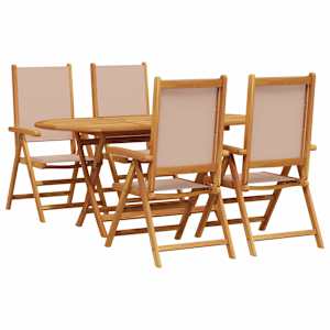 Zahradní jídelní souprava 5 pcs Taupe Masivní akátové dřevo - obrázek 2