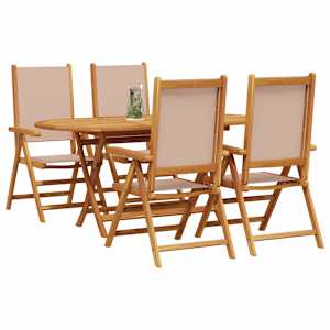 Zahradní jídelní souprava 5 pcs Taupe Masivní akátové dřevo - obrázek 3