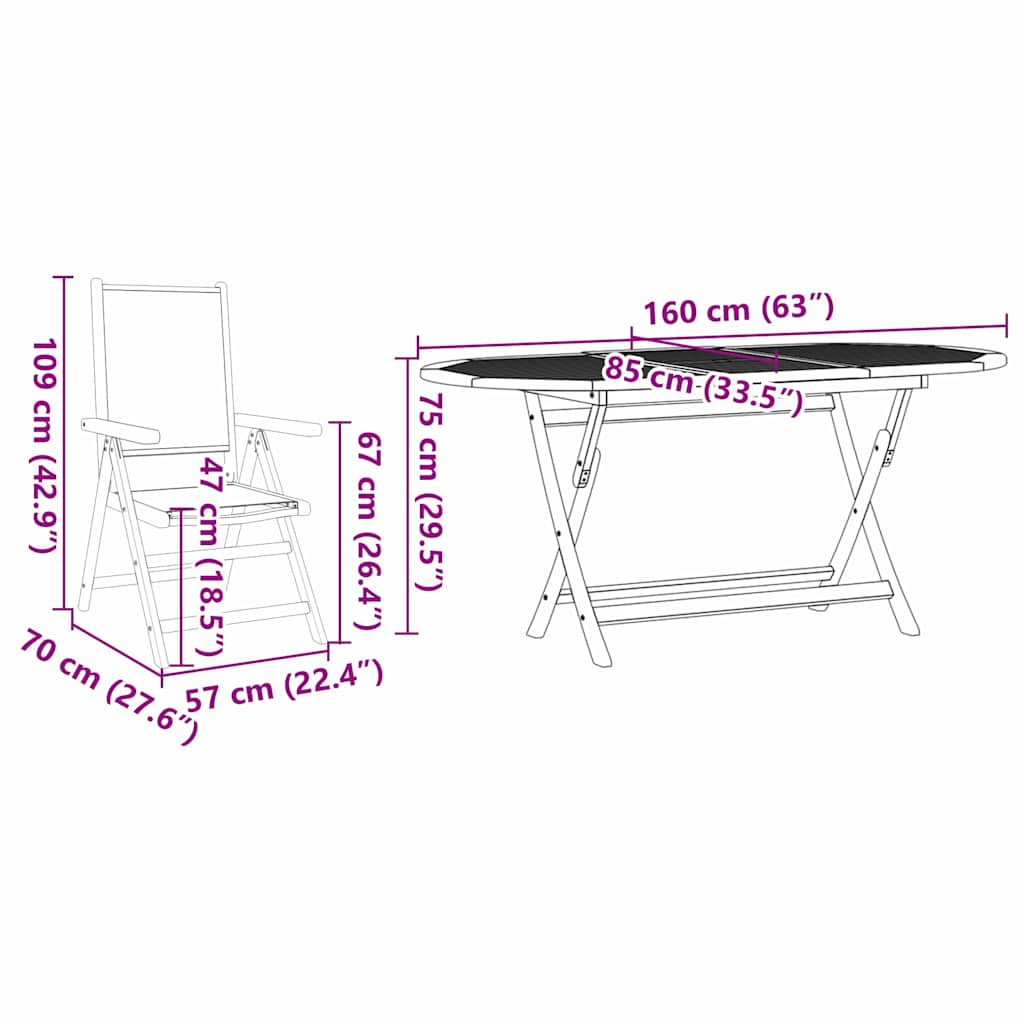 Dārza ēdamgalds 5 pcs Pelēkbrūna Cietā akācijas koks