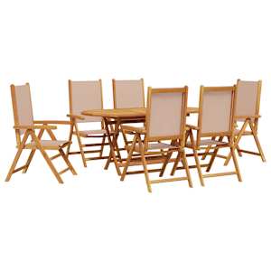 Zahradní jídelní souprava 7 pcs Taupe Masivní akátové dřevo - obrázek 2