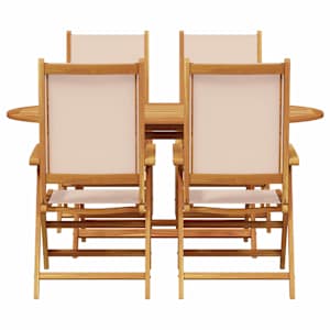 Zahradní jídelní souprava 5 pcs Béžová Masivní akátové dřevo - obrázek 9