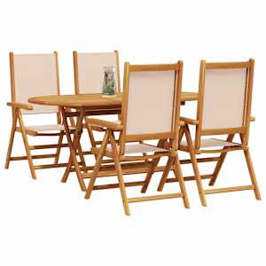 Zahradní jídelní souprava 5 pcs Béžová Masivní akátové dřevo - obrázek 3