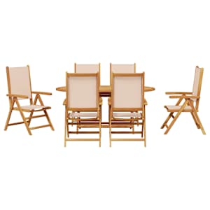 Zahradní jídelní souprava 7 pcs Béžová Masivní akátové dřevo - obrázek 9
