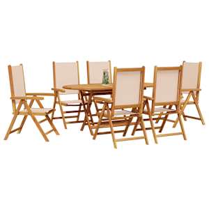 Zahradní jídelní souprava 7 pcs Béžová Masivní akátové dřevo - obrázek 3