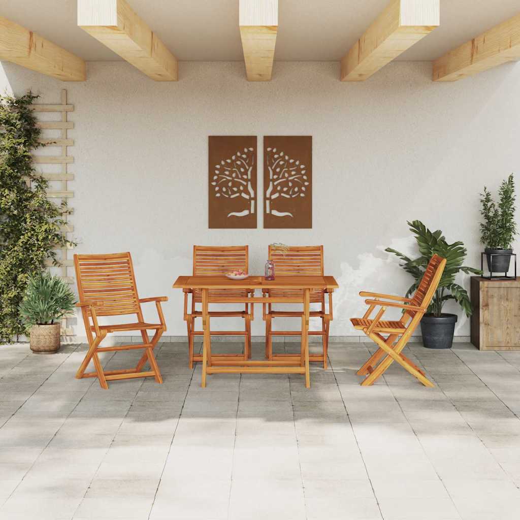 vidaXL Set de masă pentru grădină 5 pcs Maro Lemn Solid de Acacia