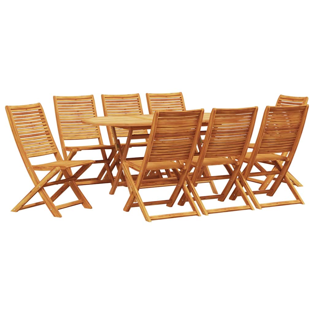 Puutarhan ruokailusetti 9 pcs Ruskea Large Täysi Akaasiapuu