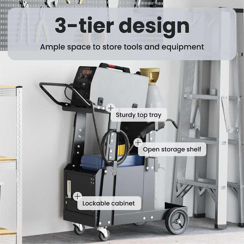 vidaXL Schweißwagen Schwarz 91 x 47 x 96 cm Stahl – Bild 11