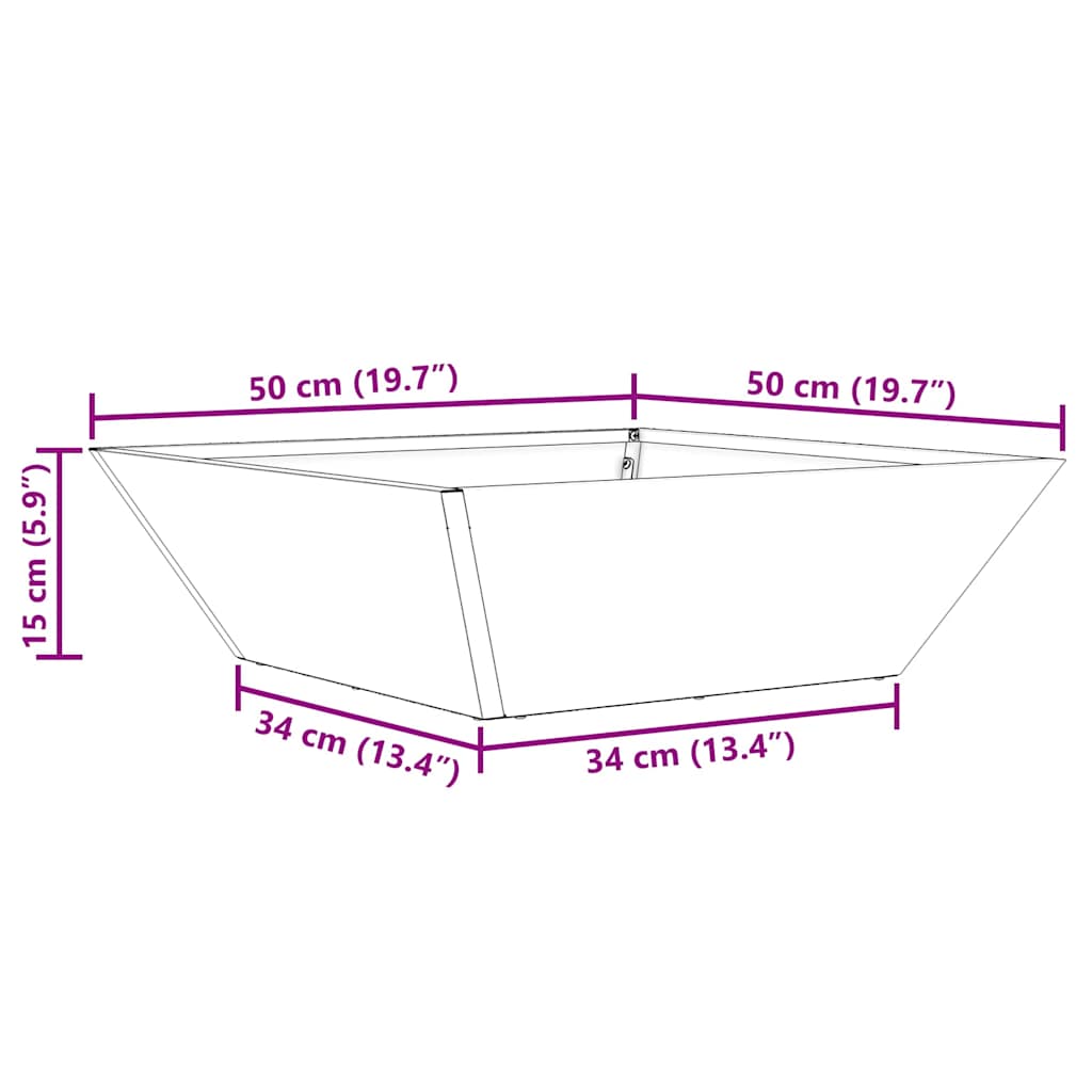 Vrtni lonček 5 pcs Oljčno zelena 50 x 50 x 15 cm Mlinjeni jeklo - slika 13