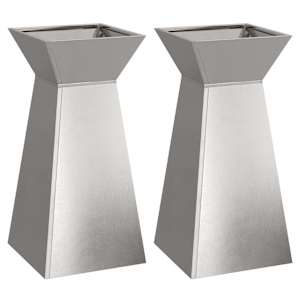 Sloupový květináč 2 pcs Stříbrná 35 x 35 x 73 cm - obrázek 2