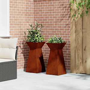 Sloupový květináč 2 pcs Stříbrná 35 x 35 x 73 cm - obrázek 4