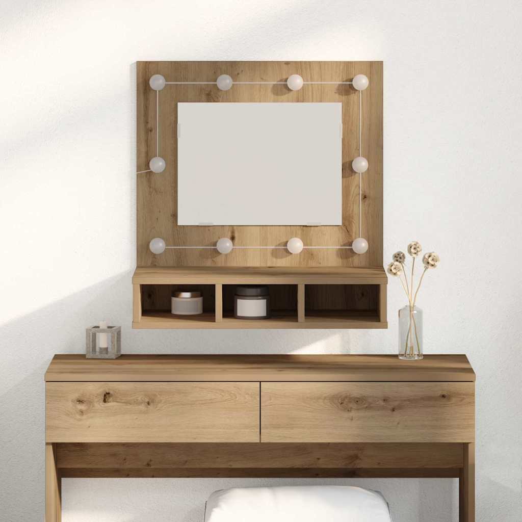 Smykkebord med spejl Artisan egetræ MDF, Glas 60 x 31.5 x 62 cm