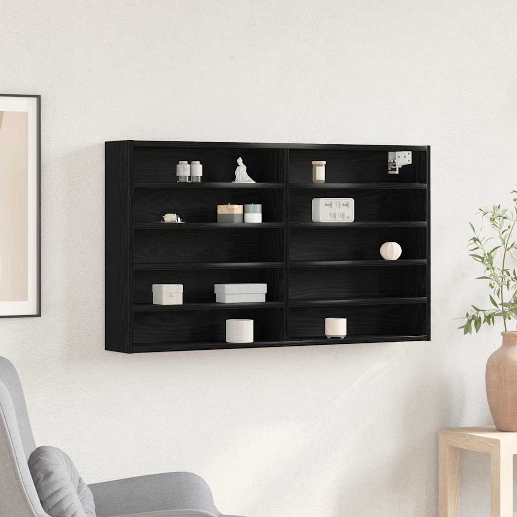 Vitrine Kaappi Musta Tammi 100x15x58 cm Karkea Puu