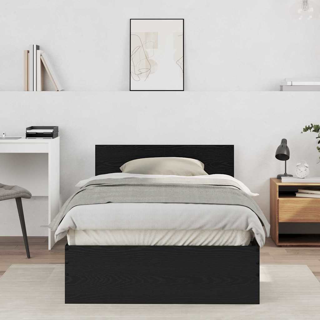 Peatsiga voodiraam peaga Must tamm 100 x 200 cm Tehispuit