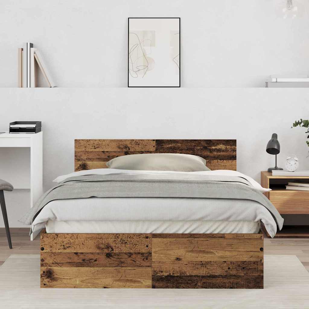 Bedframe met Hoofdeinde Oud Hout 120 x 190 cm Massief Hout