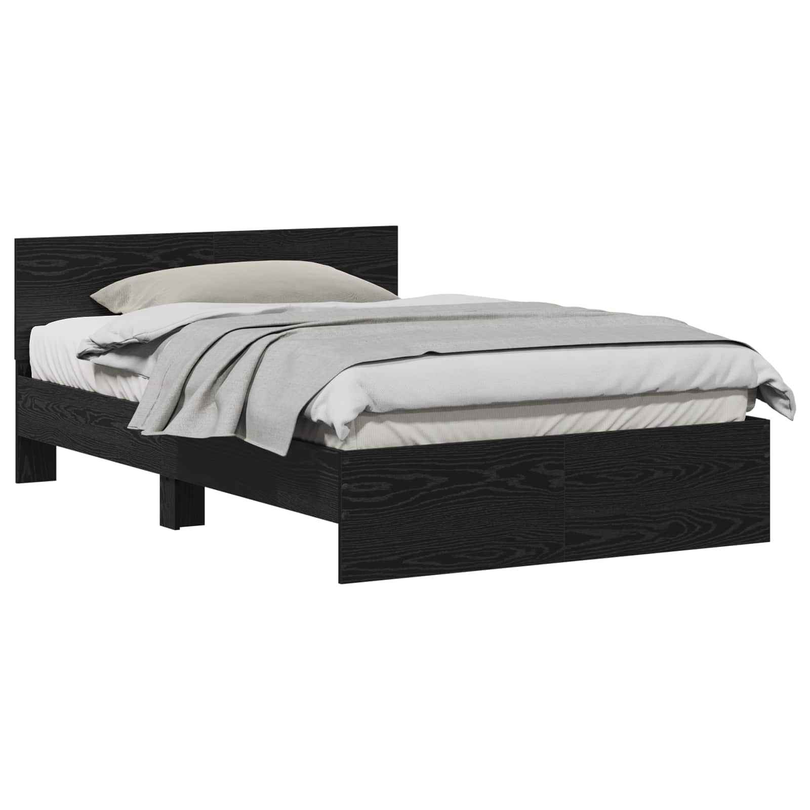 VidaXL Bedframe Zwart Eiken 193 X 125 X 70 Cm Bewerkt Hout