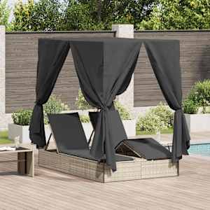 Dvojni ležalnik na soncu Svetlo siva 205 x 129 x 200 cm