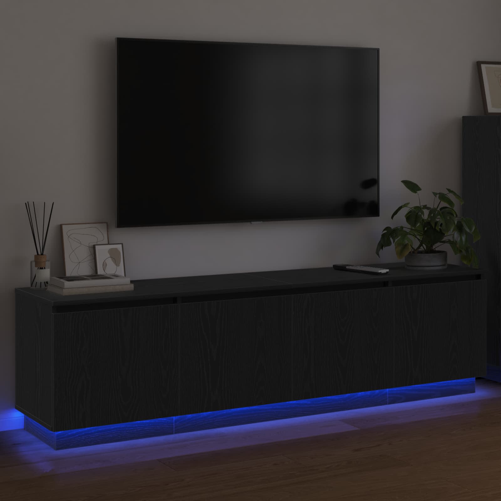 Televizní skříň Černý dub 180 x 38 x 49 cm kompozitní dřevo - obrázek 5