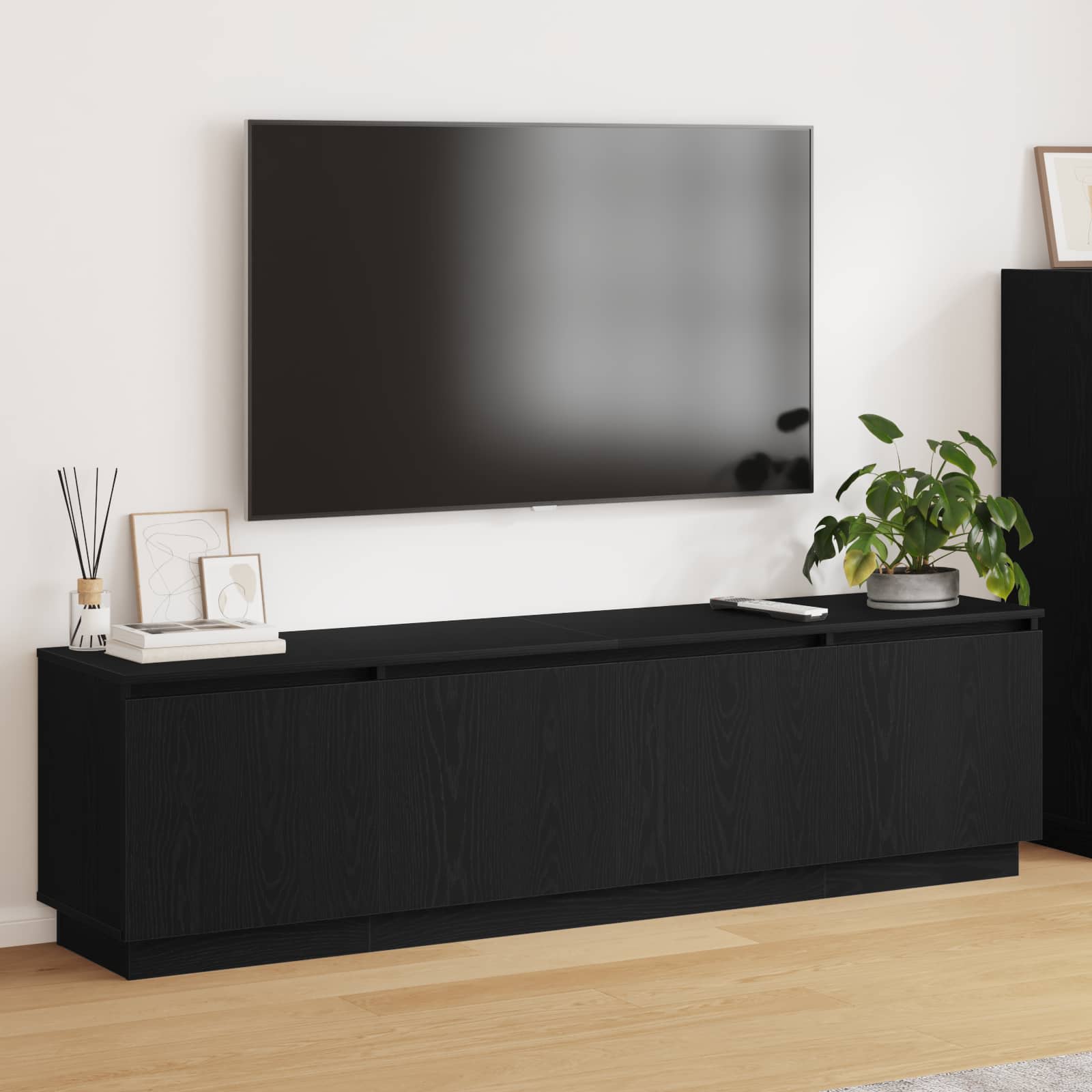 vidaXL Cabinet TV cu led Stejar Negru 180 x 38 x 49 cm Lemn compozit