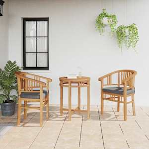 Stol z blazino 2 pcs Rjava 63 x 58 x 89 cm Trden tikov les