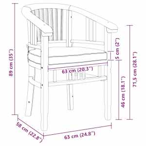 Židle 2 pcs Hnědá 63 x 58 x 89 cm Pevné teakové dřevo - obrázek 12