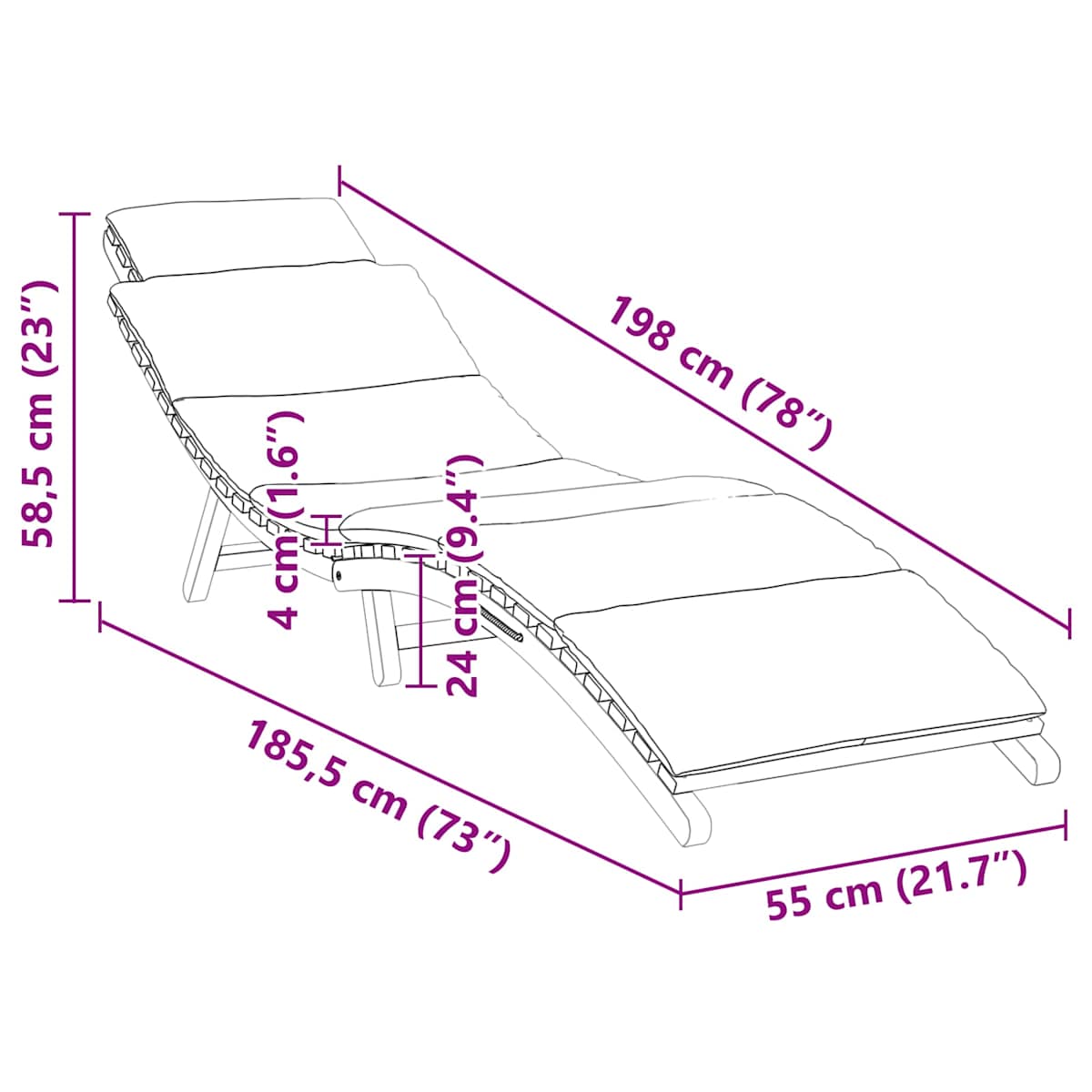 Havemøbel Solseng Brun 198 x 55 x 58,5 cm Massiv Teaktræ - Billede 11