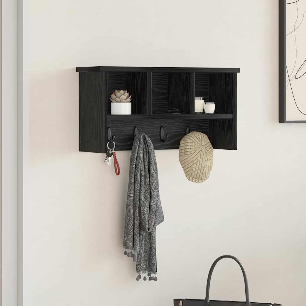 Seinälle asennettava takkihylly Musta tammi 50 x 16 x 26 cm