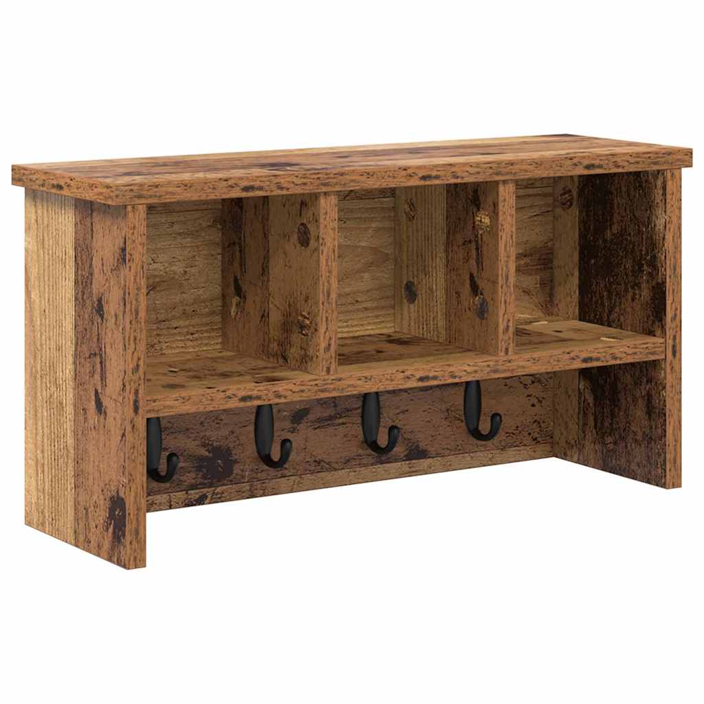 Seinälle asennettava takkihylly Vanha puu 50 x 16 x 26 cm