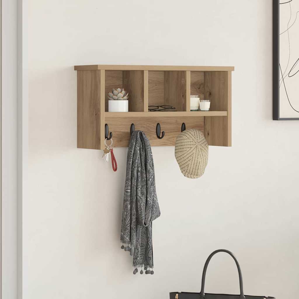 Seinälle asennettava takkihylly artesaani tammi 50 x 16 x 26 cm